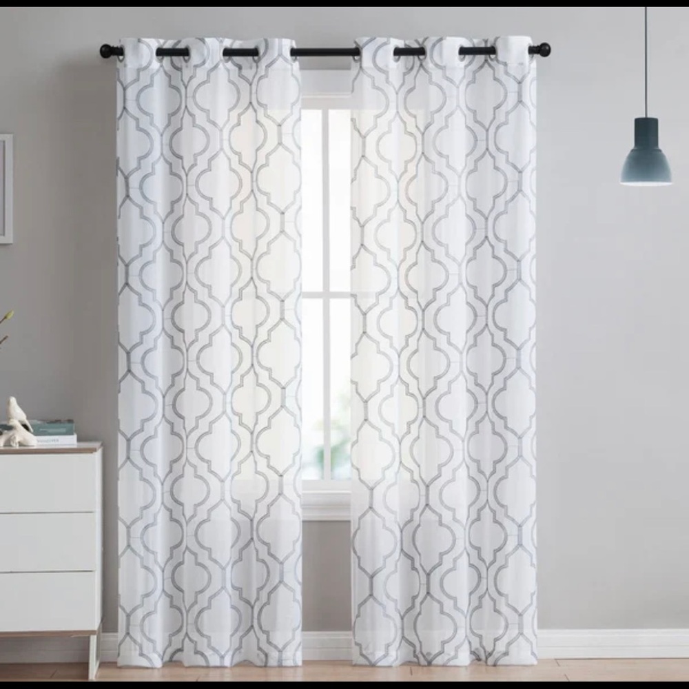 White sheer curtains x4